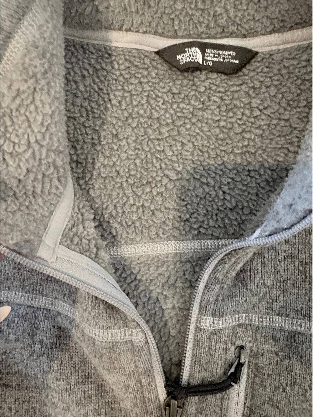 The North Face Men’s Large Gray Sweater Fleece Full Zip Vest Sherpa Lined